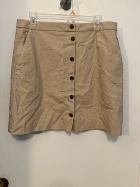 J. Crew Beige Faux Button-Front Mini Skirt